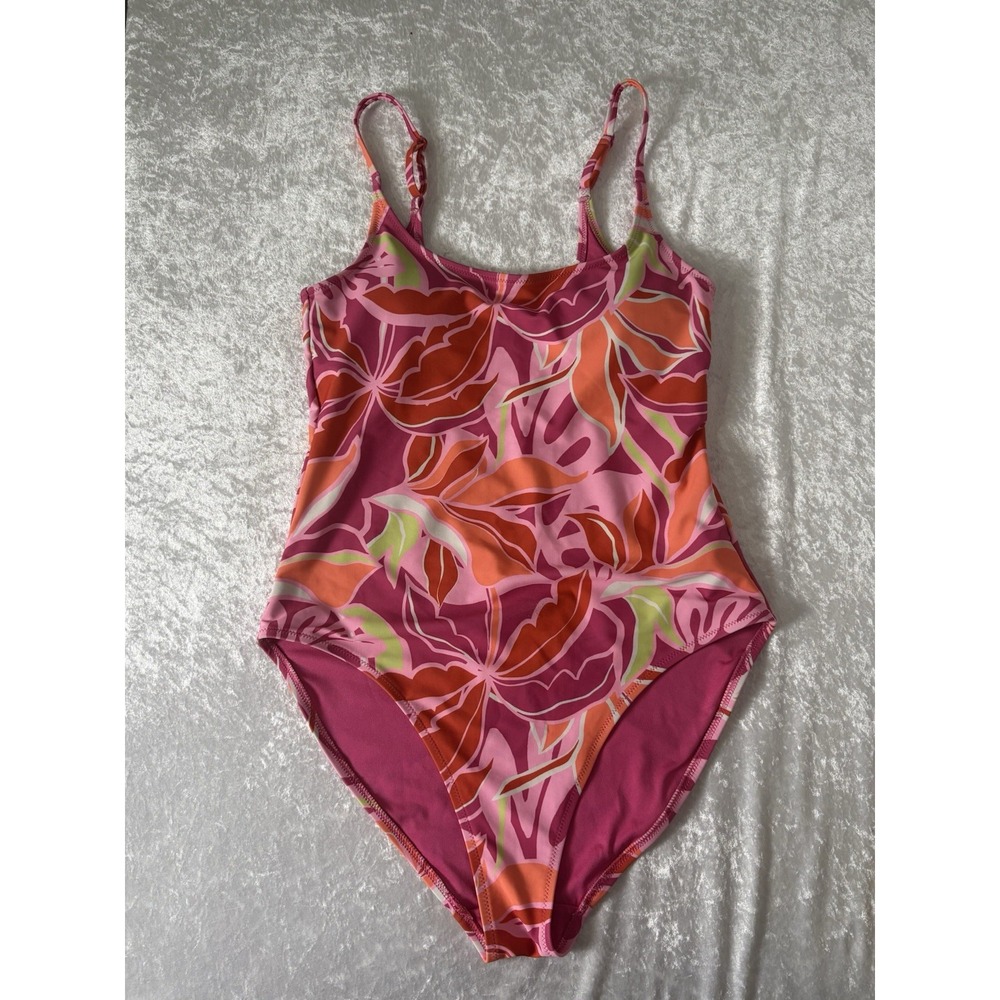 Old Navy Floral‎ One Piece Swimsuit Medium Pink Orange Tropical Beach Pool M - Picture 8 of 8